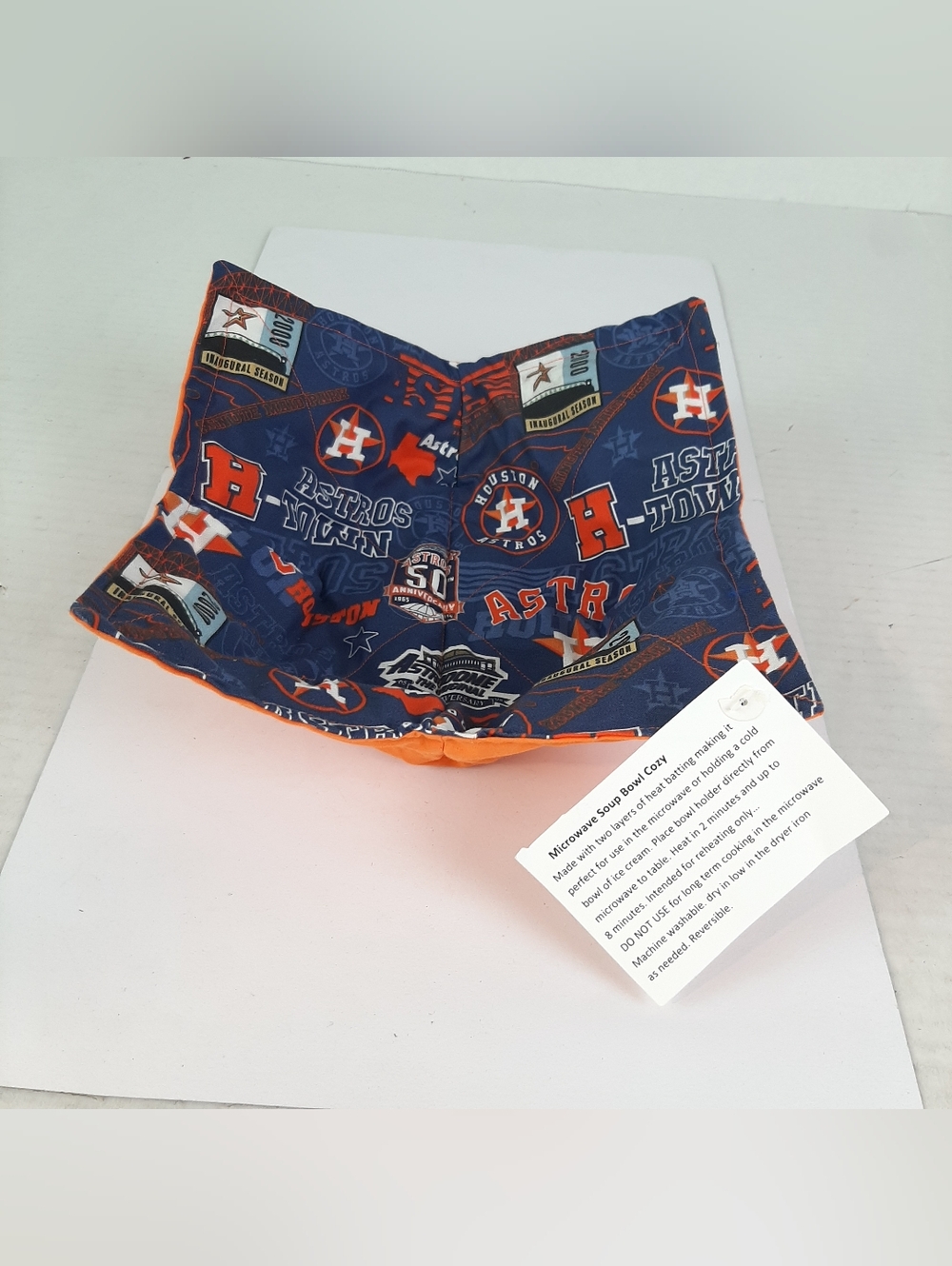 Hand Crafted Bowl Cozy Bowl Holder Microwavable  Cotton Houston Astros